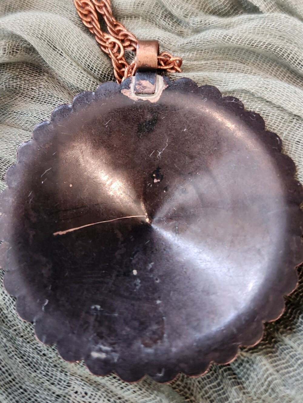 Vintage Bell Trading Post Style Copper 2" Medallion Shield Necklace Southwestern - Picture 14 of 16